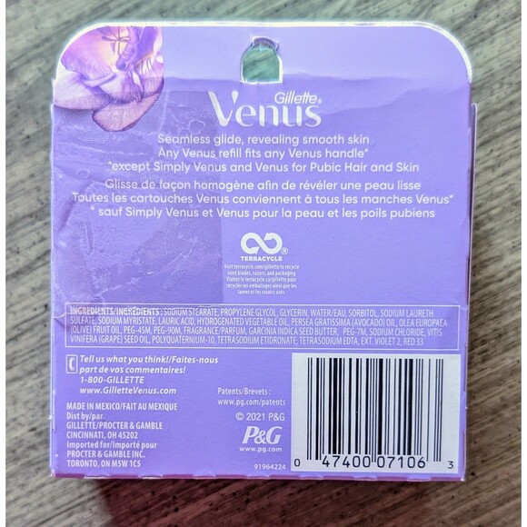 Gillette Venus Comfortglide Freesia Women’s Razor Blade Refills 4 Cartridges - Picture 2 of 4